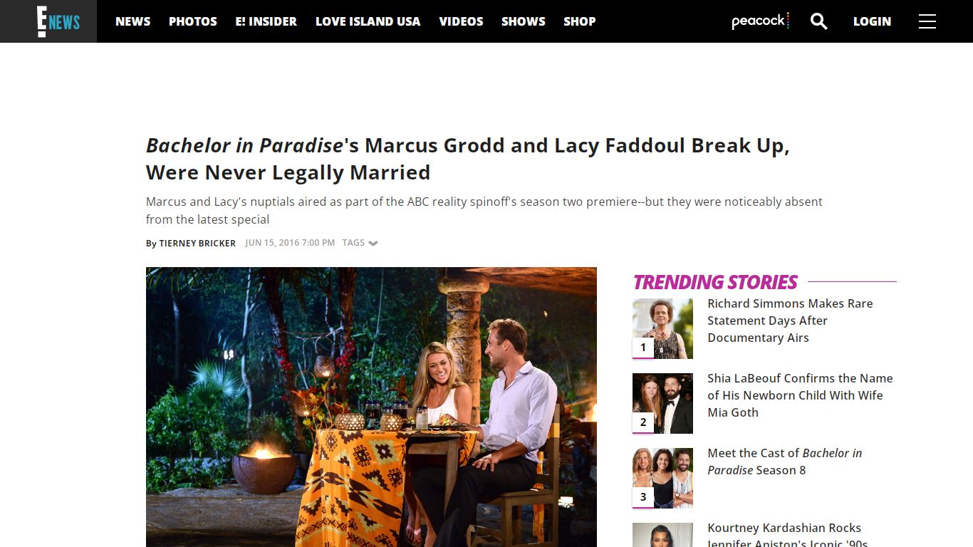 Bachelor in Paradise's Marcus and Lacy Break Up - E! Online